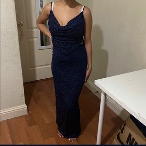 Blue Sparkly Long Formal Dress